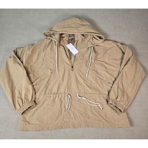 CALLIA Hooded‎ Windbreaker Jacket Tan Brown Water Repellent Anorak Pullover XL